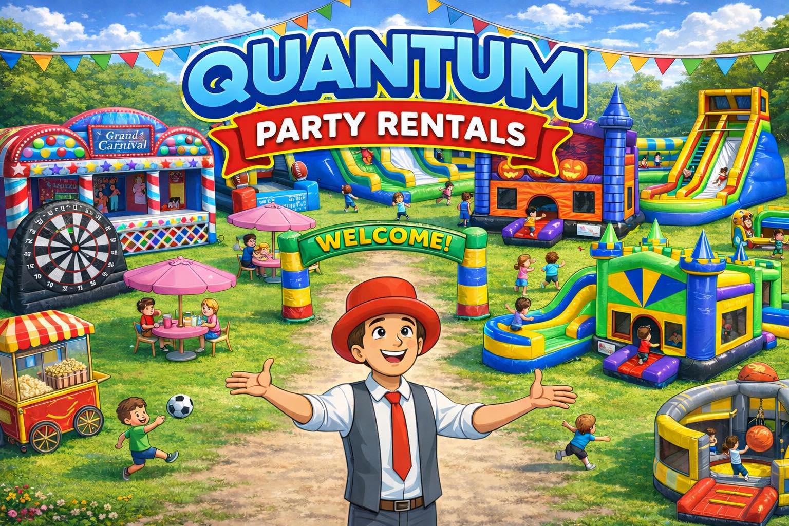 Full event rental setup West Virginia - inflatables bounce houses and carnival games